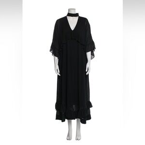 GANNI Black Long Gauze Dress